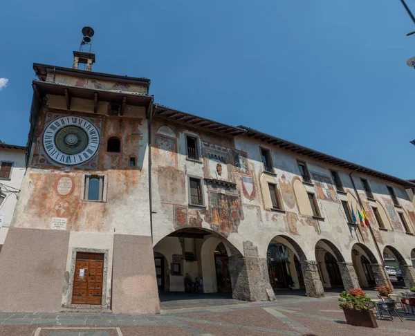 Clusone Bergamo Italy July 2022 Piazza Dell Orologio Main Square — Φωτογραφία Αρχείου