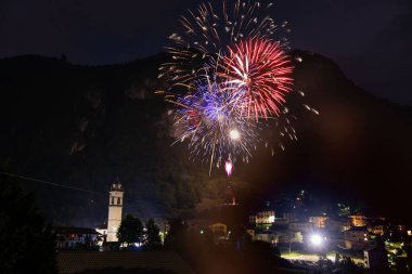 Fireworks with cornalba cliff in the background