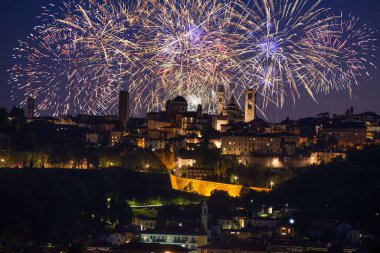 Fireworks for the sant Allessandro anniversary in Bergamo