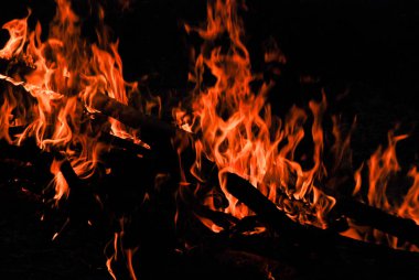 Bir kamp ateşinin fotoğrafı.