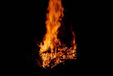 Bir kamp ateşinin fotoğrafı.