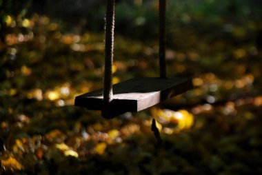 Akşam karanlığında bir salıncak fotoğrafı.