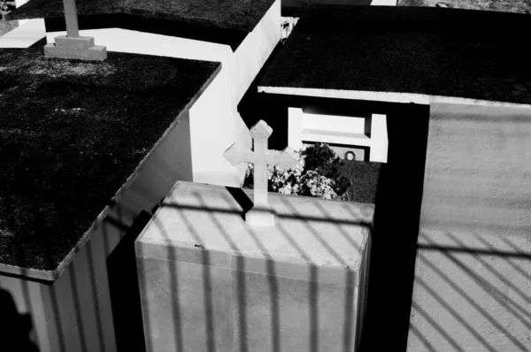 Black White Photograph Cemetery —  Fotos de Stock