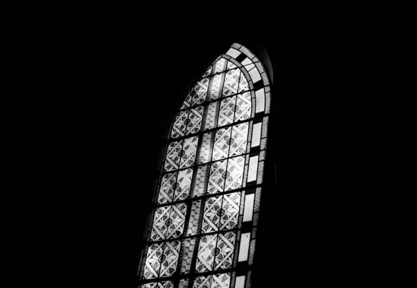 Церковна Вітражна Фотографія Чорно Білому — стокове фото