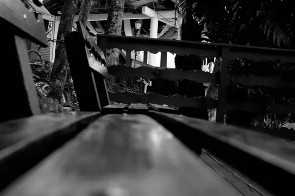 Black White Photograph Benches — Stock Photo, Image