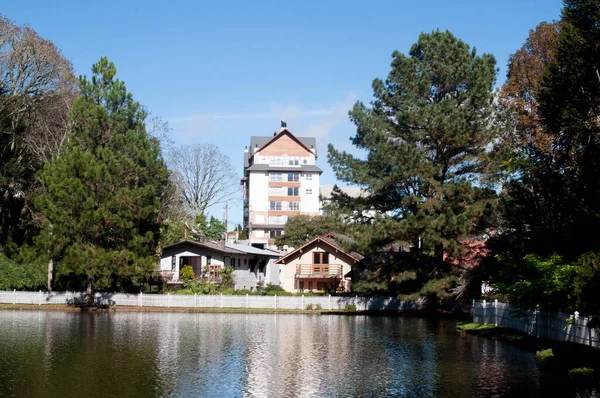 Photograph of park lake on a beautiful sunny day