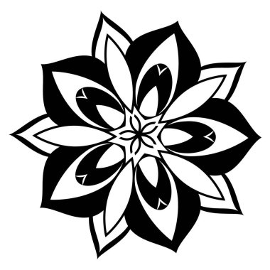 Lüks logolar, tasarımlar ve renkler için doğu ve batı tarzında farklı temalardaki şaşırtıcı siyah beyaz vektör mandalaları