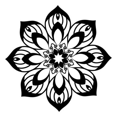 Lüks logolar, tasarımlar ve renkler için doğu ve batı tarzında farklı temalardaki şaşırtıcı siyah beyaz vektör mandalaları