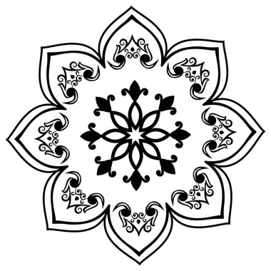 Lüks logolar, tasarımlar ve renkler için doğu ve batı tarzında farklı temalardaki şaşırtıcı siyah beyaz vektör mandalaları