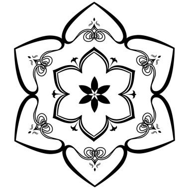 Lüks logolar, tasarımlar ve renkler için doğu ve batı tarzında farklı temalardaki şaşırtıcı siyah beyaz vektör mandalaları