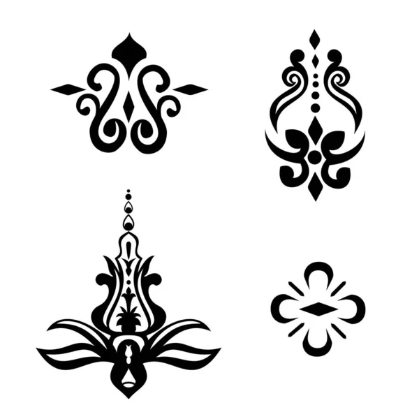 Increíbles Adornos Vectoriales Blancos Negros Para Diseño Lujo Salones Belleza — Vector de stock