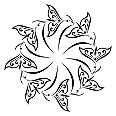 Orien 'de farklı temalardaki şaşırtıcı siyah beyaz vektör mandalaları