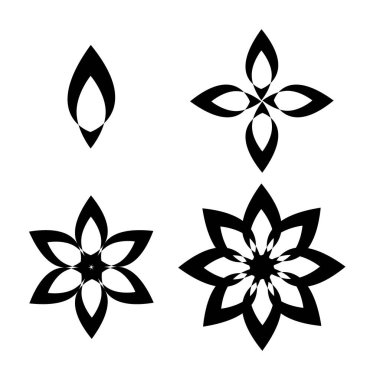 Şirin siyah beyaz vektör oryantal süslemesi farklı kullanılacak şekilde ayarlandı