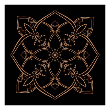 Lüks logolar, tasarımlar ve boyama kitapları için doğu ve batı tarzında farklı temalarda siyah beyaz vektör mandalaları