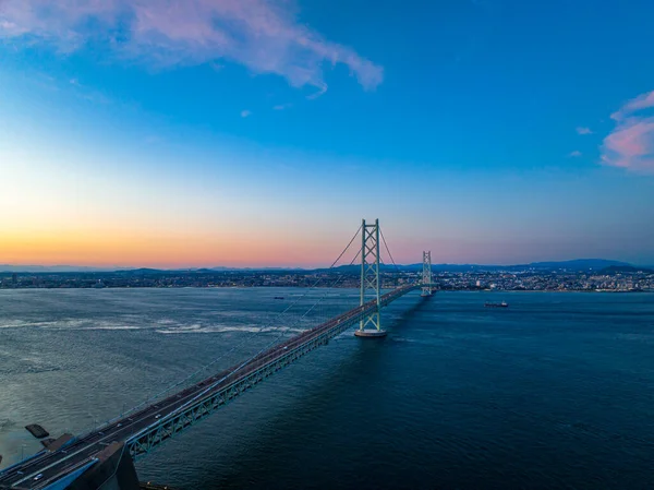 Sonnenuntergang Über Der Längsten Hängebrücke Der Welt Die Die Insel — Stockfoto