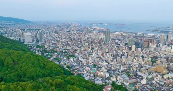 Rychlá Pánev Rokko Centra Kobe Port Islandu Vysoce Kvalitní Záběry — Stock video