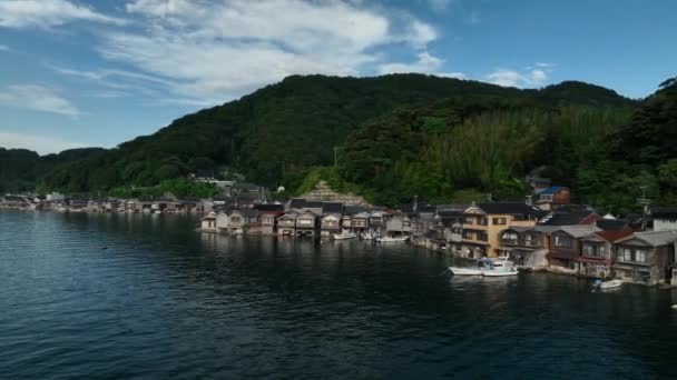 Fast Rotate Funaya Boat Houses Coastal Town Ine Kyoto High — Wideo stockowe