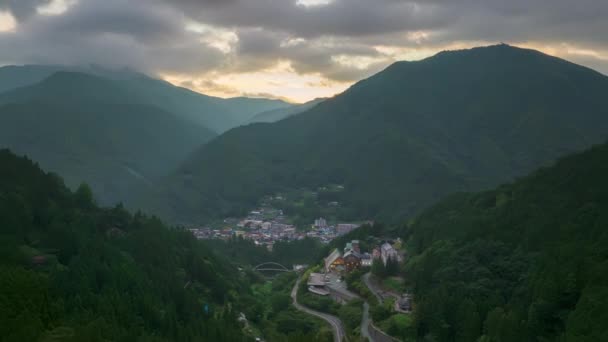 Hyperlapse Sunrise Mountain Village Iya Valley High Quality Footage — Wideo stockowe