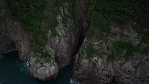 Flyover Steep Canyon Rugged Coast Dawn High Quality Footage — Stockvideo