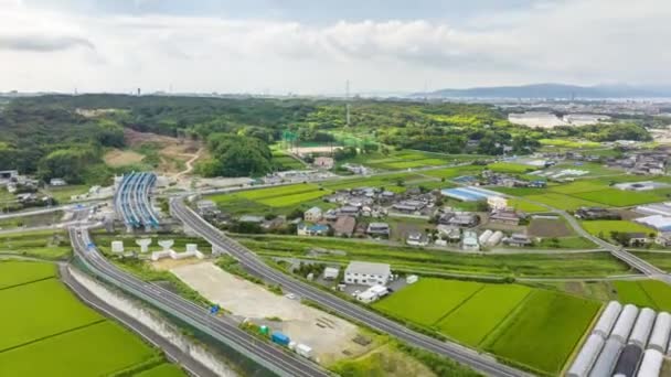 Hyperlapse Light Traffic Moves Uncompleted Highway Overpass Rural Area High — Video