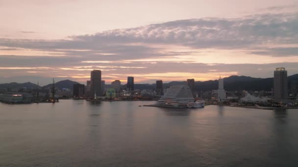 Закат Над Набережной Коби Высококачественные Кадры — стоковое видео