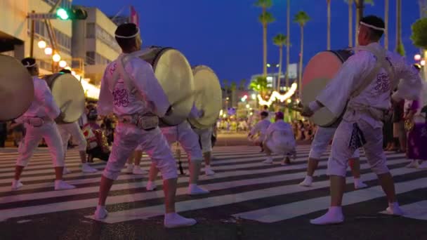 Барабани Відбивали Лютий Ритм Фестивалі Танцю Awaodor Токусімі Японія Кадри — стокове відео