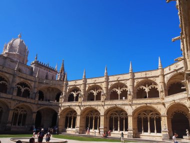 Lizbon 'daki Belem' deki Jeronimos Manastırı. Portekiz.