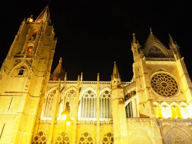 Leon, güzel eski bir kasabası ve güzel bir katedrali olan bir şehir. İspanya.