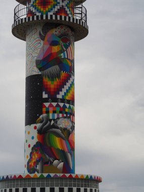 Ajo Deniz Feneri, Cantabrian kasabası Ajo 'da. İspanya.