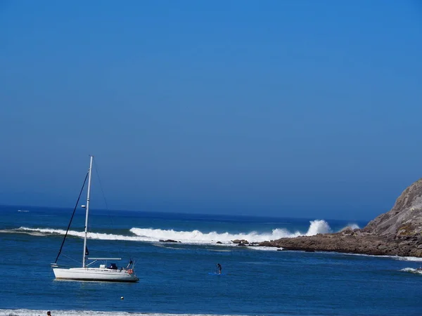 Ruta Faro Gorliz Desde Playa Entre Preciosos Acantilados España — Foto de Stock