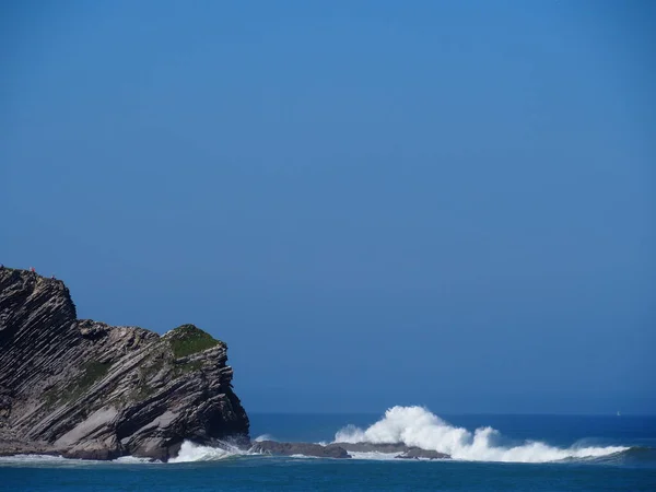 Ruta Faro Gorliz Desde Playa Entre Preciosos Acantilados España — Foto de Stock