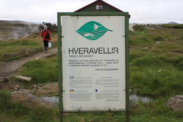 Хверавар Геотермальная Область Середине Маршрута Через Исландию — стоковое фото