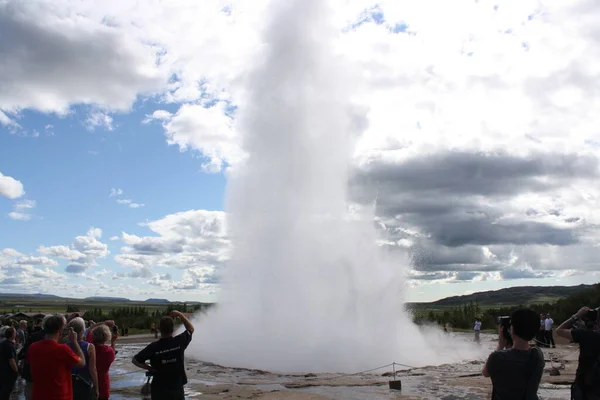 Geyser Grande Géiser Dos Maiores Mais Antigos Mundo — Fotografia de Stock