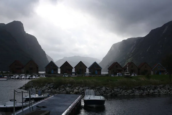 Dirdal Norská Obec Břehu Fjordu — Stock fotografie