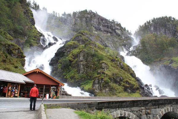 Latefoss Waterfall Norwegian Landscapes — Stok fotoğraf