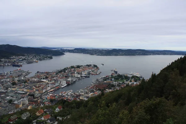 Bergen Norwegian City Fjords Mountains — Photo