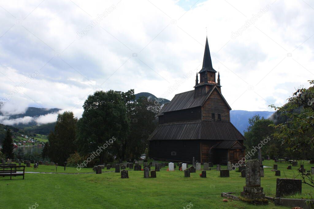 Kaupanger stave church, one of the largest built around the 12th century. Norway.