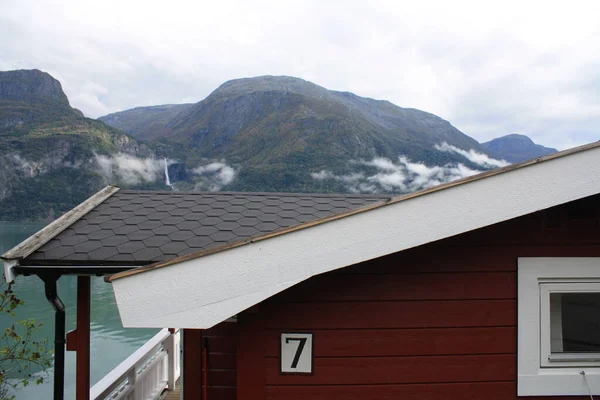 Viki Fjord Camp Located End Sognefjord Overlooking Feigefossen Waterfall Norway — Stock Fotó