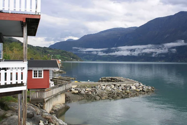 Viki Fjord Camp Located End Sognefjord Overlooking Feigefossen Waterfall Norway — Stockfoto
