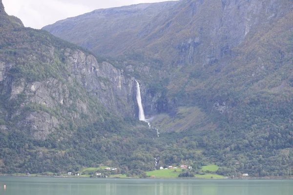 Viki Fjord Camp Located End Sognefjord Overlooking Feigefossen Waterfall Norway — Stock Fotó