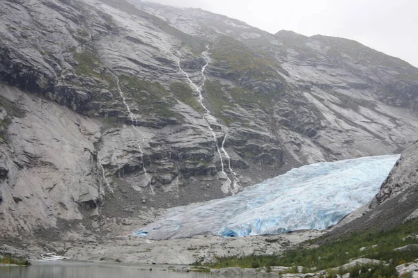 Льодовик Нігардсбрейн Прогулюючись Стежкою Підніжжя Цього Льодовика Норвегія — стокове фото