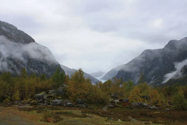 Nigardsbreen Glacier, hiking trail to reach the foot of this glacier. Norway.