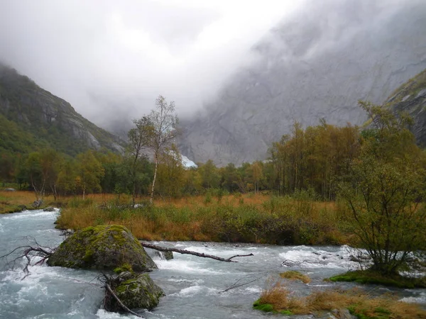 Briksdal Glacier Middle Natural Park Norway — Stock fotografie