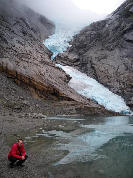 Briksdal Glacier Middle Natural Park Norway — Stockfoto