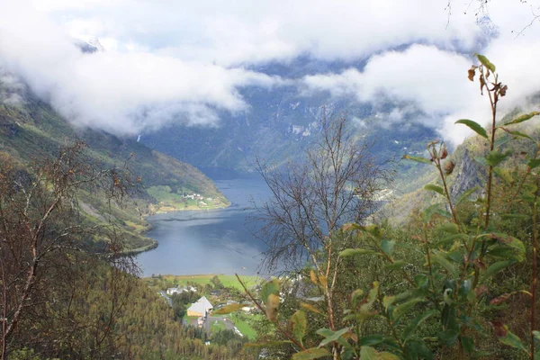 Geiranger Middle Fjord Impressive Views Norway — Foto de Stock