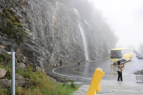 Geiranger Middle Fjord Impressive Views Norway — Zdjęcie stockowe