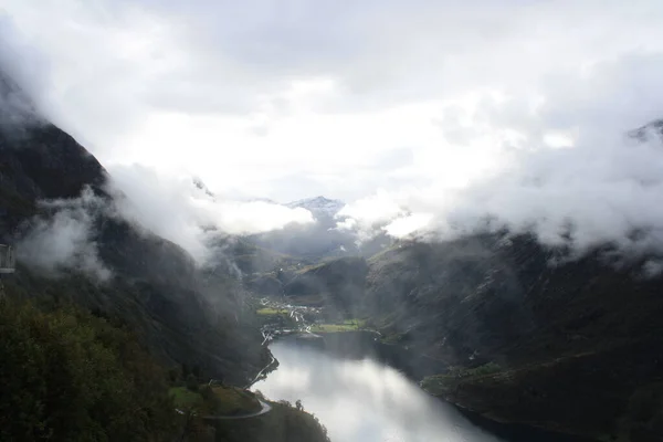 Geiranger Middle Fjord Impressive Views Norway — Stock fotografie