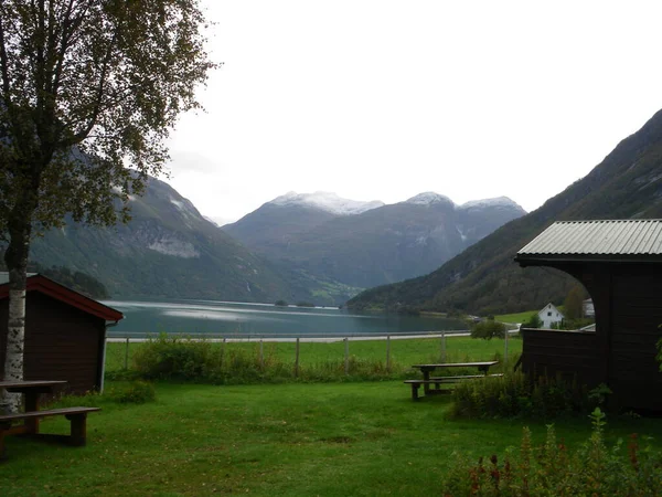 Oppstrynsvatn Norwegian Lake Town Stryn — 图库照片