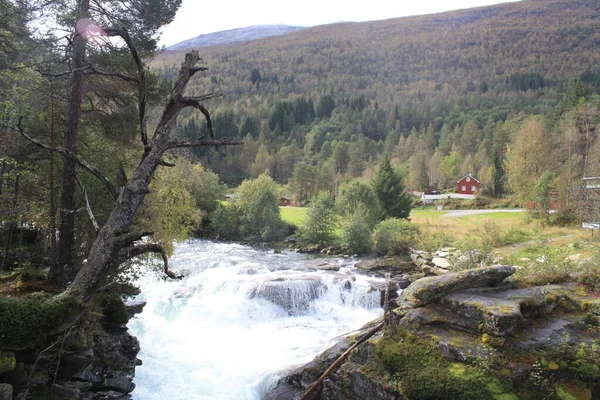 Tourism Norwegian Roads Waterfalls Fjords — 图库照片