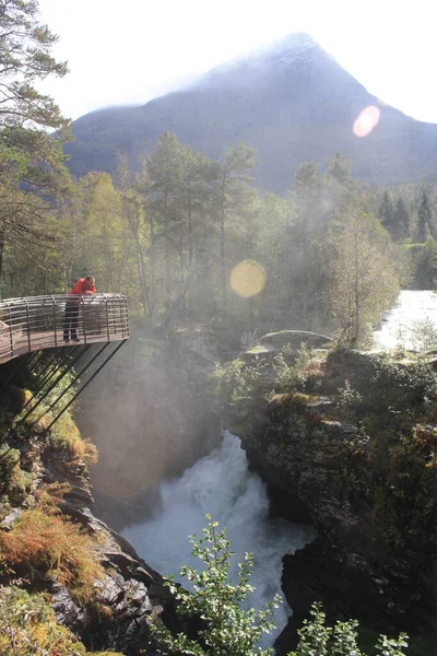 Tourism Norwegian Roads Waterfalls Fjords — Stock Photo, Image
